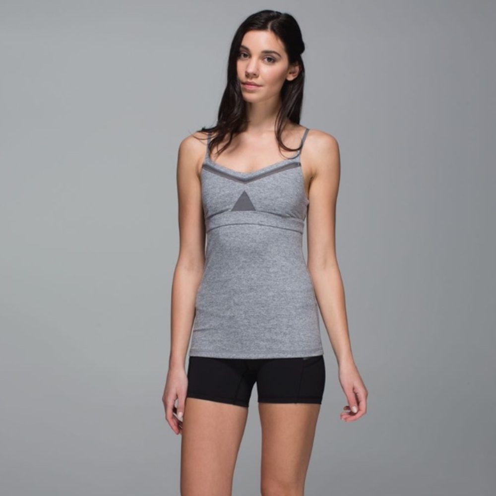 Lululemon Just Breathe Spaghetti Criss Cross Tank Top Heathered Gray